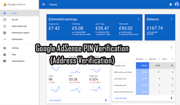 Google AdSense PIN Verification